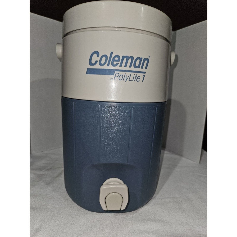 Vintage Coleman 5591A Polylite 1 Gallon Water Cooler Jug Blue & Gray Clean